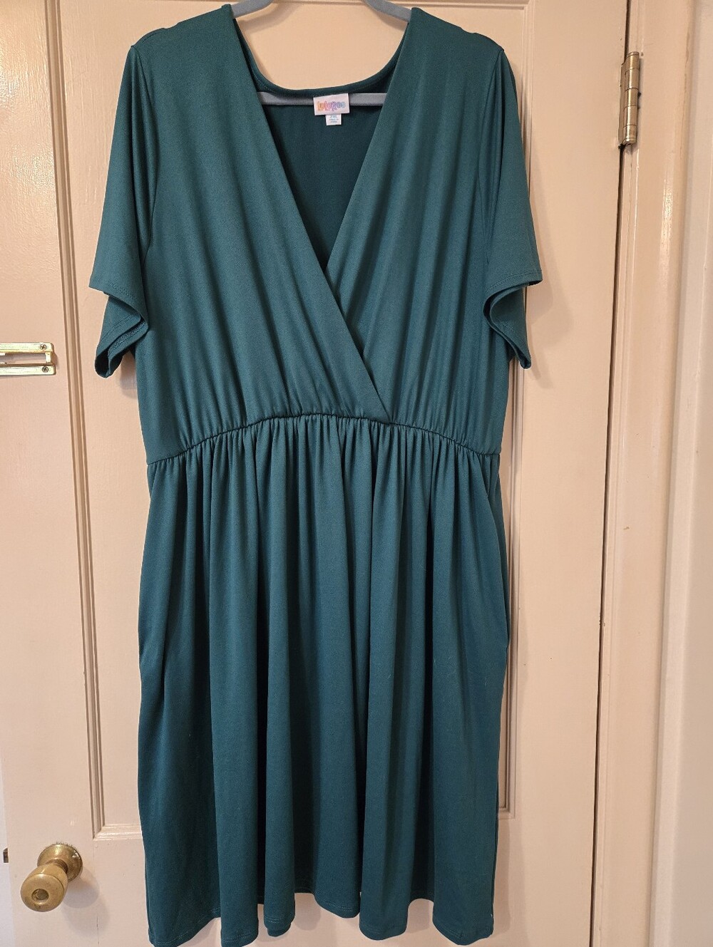 Lularoe Women's Green Wrap-Style Short Sleeve Dress